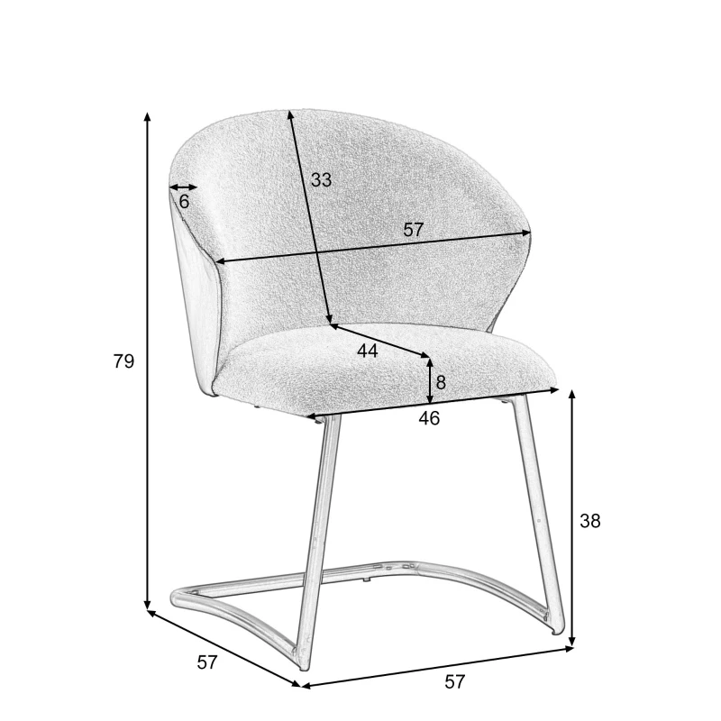 Ensemble de 2 chaises de salle à manger modernes en velours Teddy avec dossier rembourré, Gris