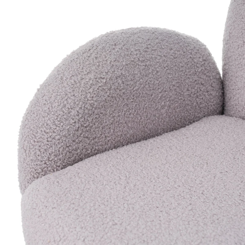 Chaise de Salle à Manger Pivotante Rembourrée en Tissu Sherpa avec Accoudoirs, Design Moderne, Gris