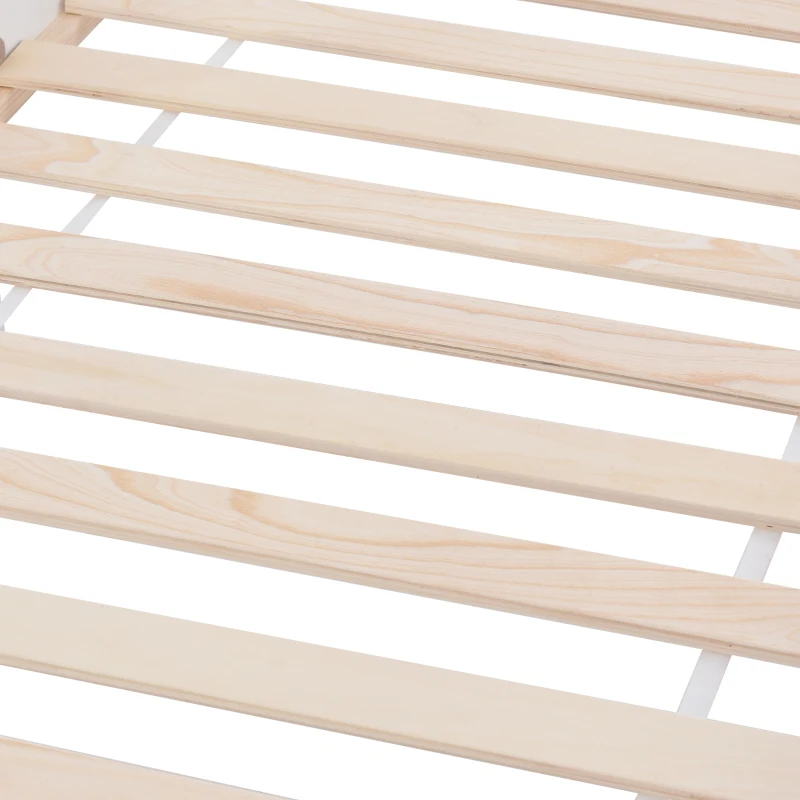 Lit pour Enfants en Forme de Maison avec Bibliothèque Intégrée de Style Nordique, en Bois de Pin, 206.5x97x138.5 cm, Blanc