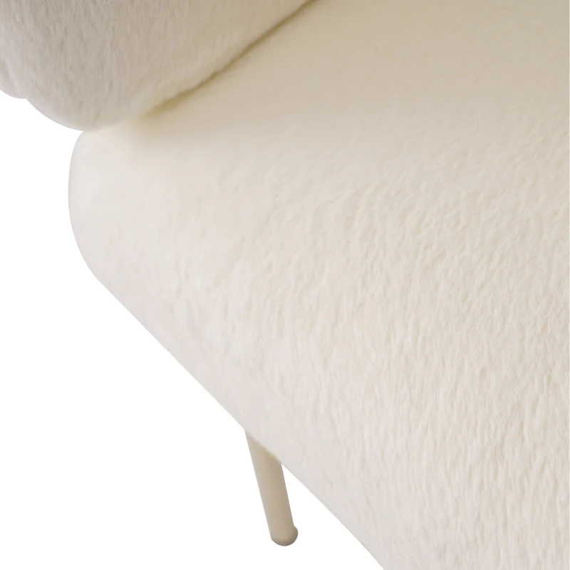 Ensemble de 6 Chaises de Salle à Manger Modernes au Style Élégant, Assise en Fausse Fourrure de Lapin, Structure en Métal, Adaptées pour Salon et Chambre, Beige