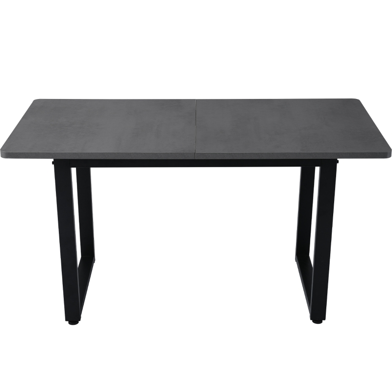 Table à Manger Rectangulaire de Style Industriel avec Structure en Métal et Plateau en Aggloméré, Noir + Gris