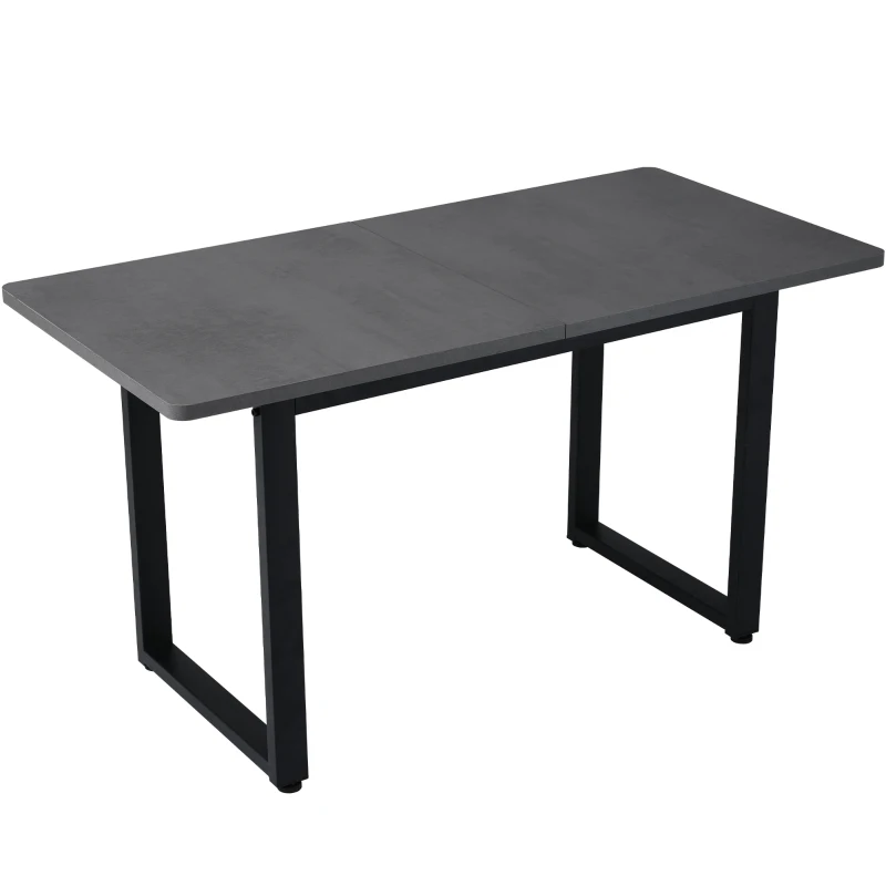 Table à Manger Rectangulaire de Style Industriel avec Structure en Métal et Plateau en Aggloméré, Noir + Gris