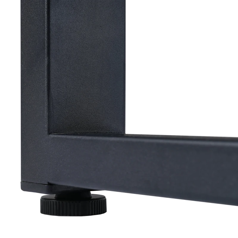 Table à Manger Rectangulaire de Style Industriel avec Structure en Métal et Plateau en Aggloméré, Noir + Gris