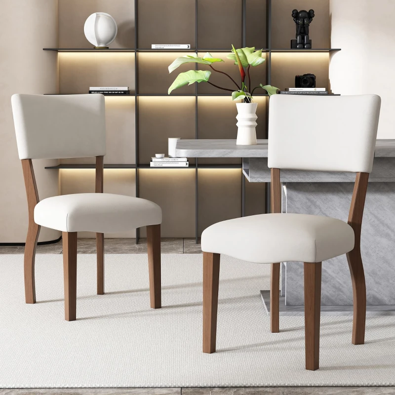Ensemble de 6 chaises de salle à manger en velours rembourrées avec pieds en bois, design moderne minimaliste pour salon et chambre à coucher - chaises salle à manger pas cher, Blanc