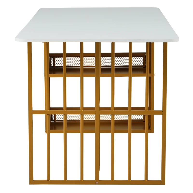 Table à Manger Moderne Rectangulaire avec Espace de Rangement Intégré, Blanc