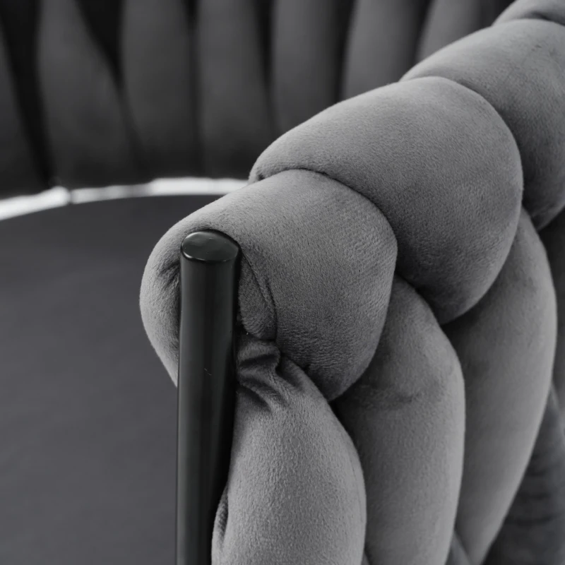 Ensemble de 2 Chaises de Bureau en Velours avec Pivotantes à 360°, Design Ergonomique, Chaises Rembourrées avec Structure en Métal, Gris