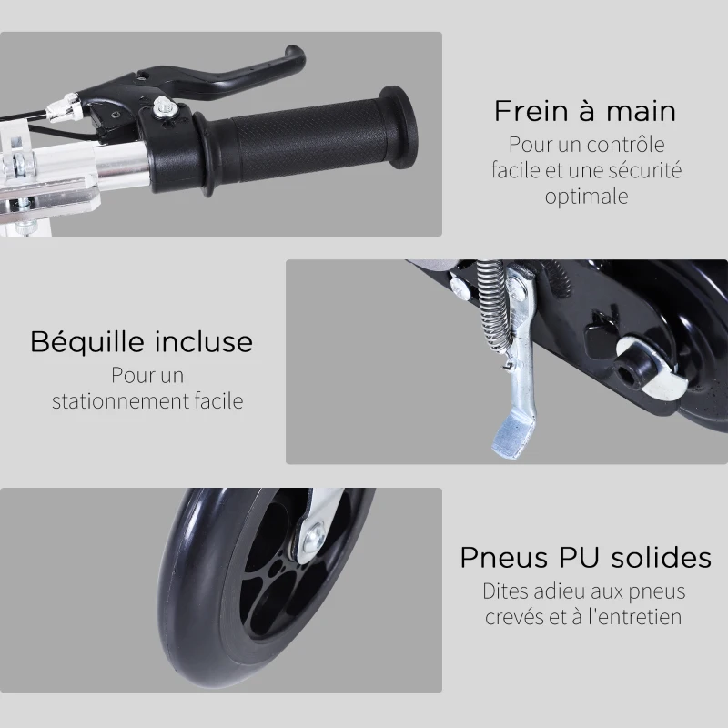 Homcom Trottinette Électrique 120 W Pliable pour Enfants à Partir de 7 Ans Hauteur de Guidon et Selle Réglable 10 Km/h Max.