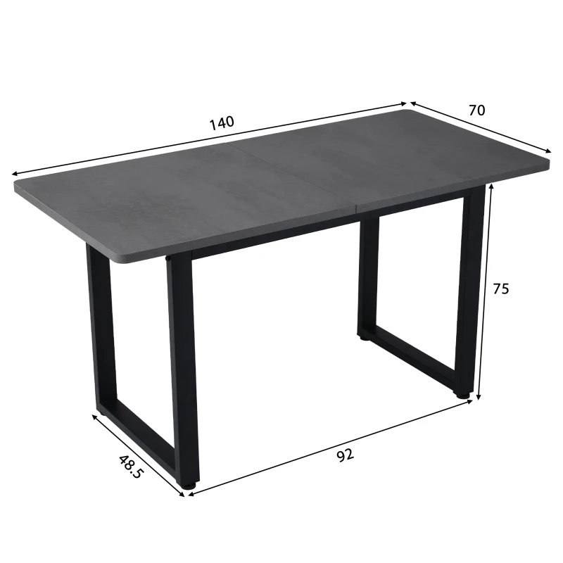 Table à Manger Rectangulaire de Style Industriel avec Structure en Métal et Plateau en Aggloméré, Noir + Gris