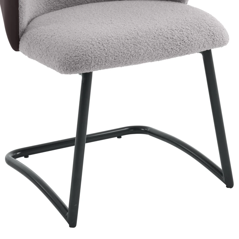 Ensemble de 2 chaises de salle à manger modernes en velours Teddy avec dossier rembourré, Gris