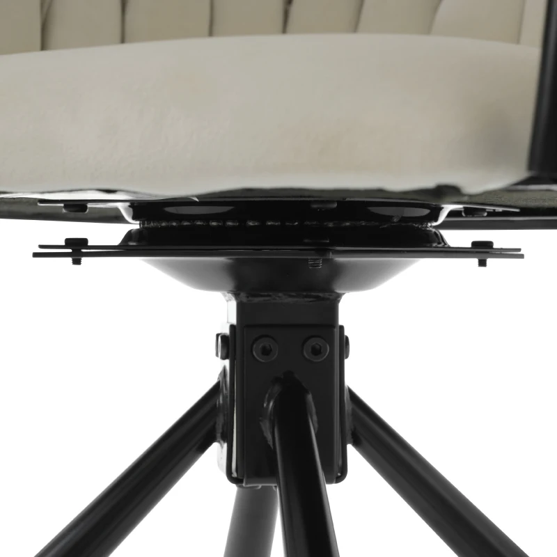 Set de 2 scaune de dining din material cu efect de catifea, tapițate, rotative la 360° cu design ergonomic și structură din metal, Bej
