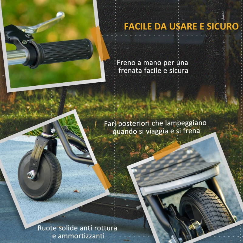 HOMCOM Monopattino Elettrico Bambini 4-14 Anni 150W ad Altezza Regolabile, in Acciaio e PP, 42x94x105-108 cm, Nero