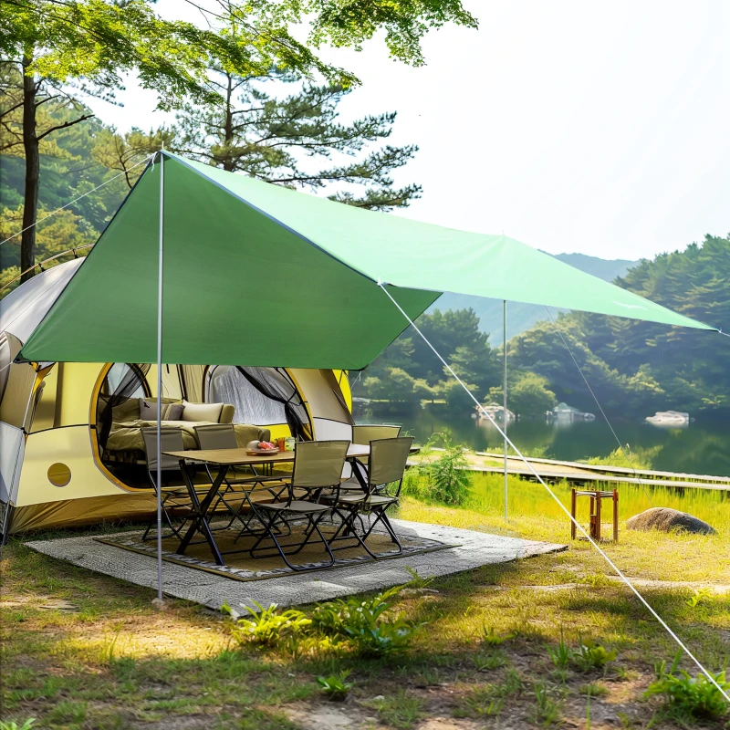 Outsunny Abrigo de Campismo Portátil Tenda de Campismo Impermeável com Proteção Solar 300x292 cm Branco