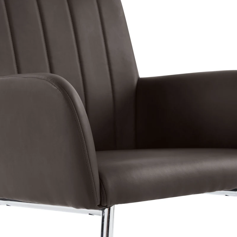 Ensemble de 2 chaises de salle à manger modernes en similicuir avec assise rembourrée et pieds métalliques, 56x50x86 cm, Marron foncé