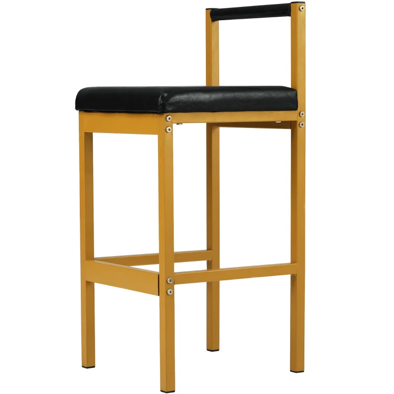 Ensemble de 6 Chaises de Salle à Manger Modernes avec Pieds en Métal pour Salon et Salle à Manger, Noir+Or