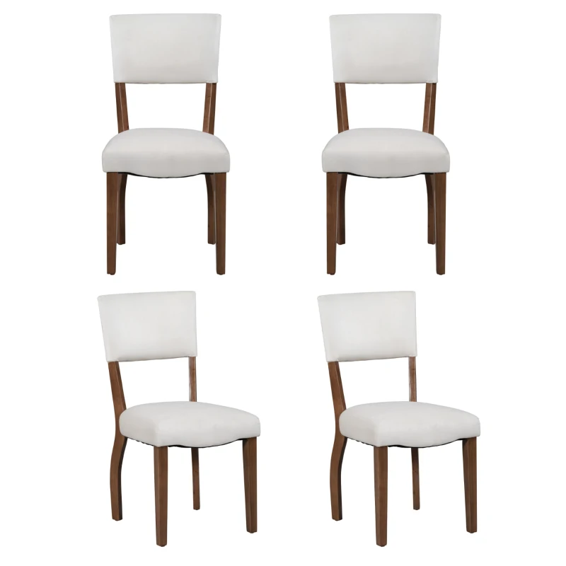Ensemble de 4 chaises de salle à manger en velours, design moderne et rembourrées, avec pieds en bois, polyvalentes pour salon et chambre à coucher, déstockage chaises salle à manger, Blanc