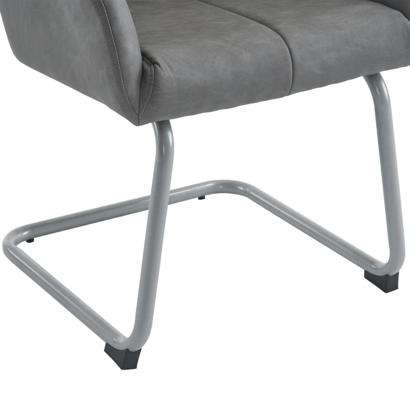 Ensemble de 2 Chaises de Salle à Manger Modernes avec Pieds Courbés en Acier, Assise Ergonomique en Microfibre, Gris
