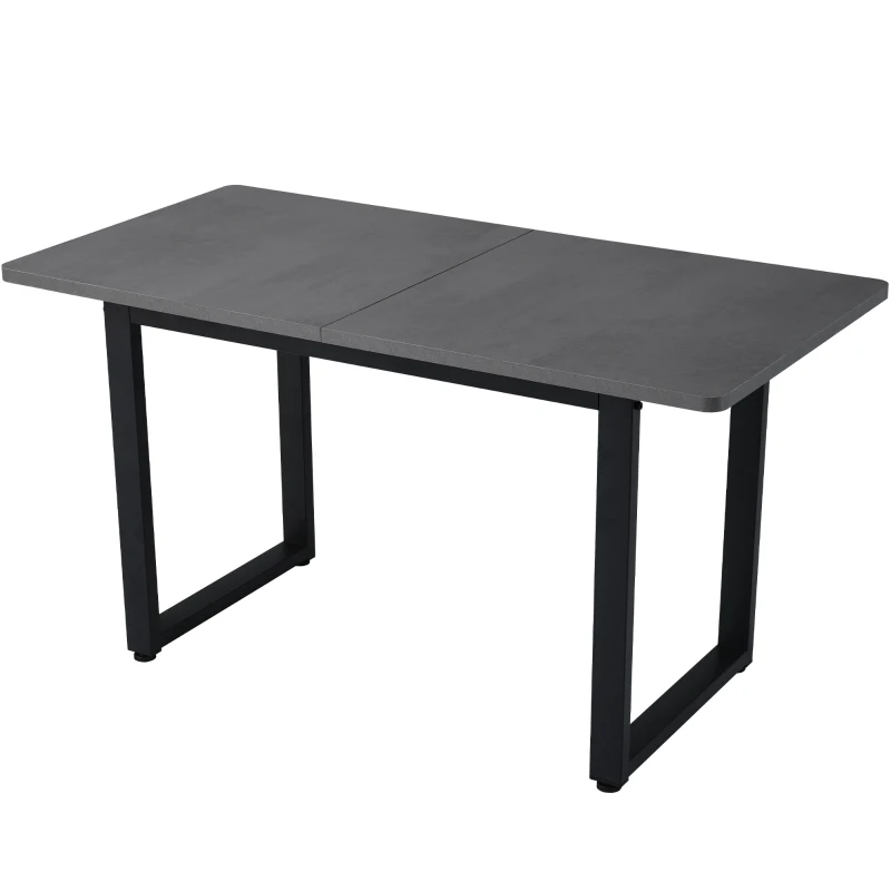 Table à Manger Rectangulaire de Style Industriel avec Structure en Métal et Plateau en Aggloméré, Noir + Gris