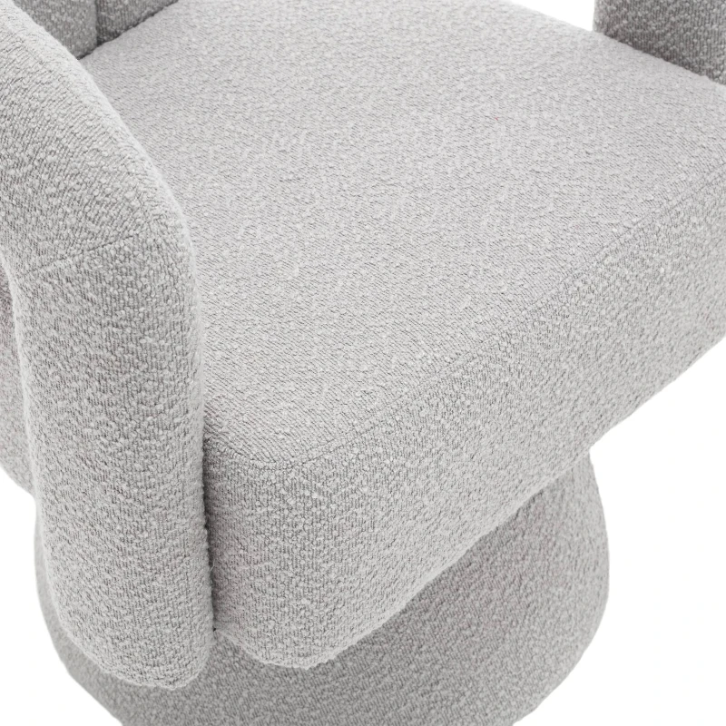 Fauteuil de Bureau Pivotant Rembourré en Tissu Bouclé, Design en Forme de Botte pour Salon et Bureau, Supportant 150 kg, Gris clair