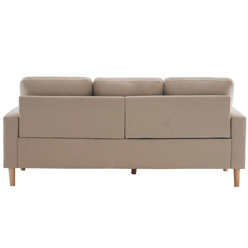 6.5ft 3 Seater Sofa Bed with Removable Footrest, Solid Wood Frame and Legs, 190x76x84 cm, Beige