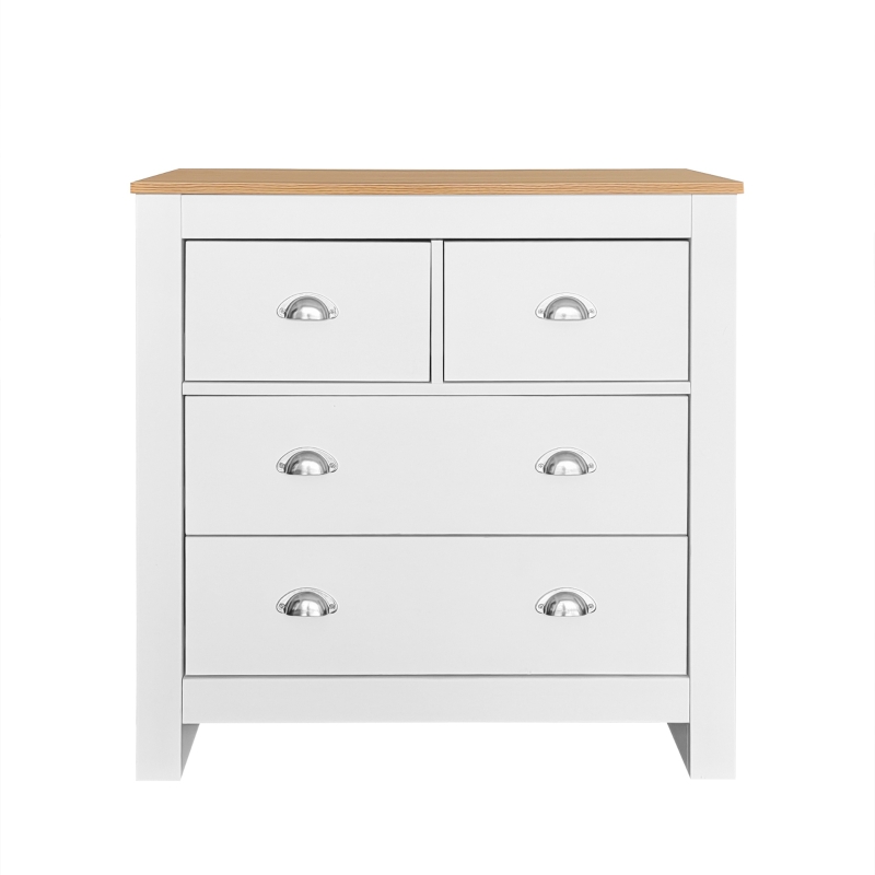 Modern Bedside Cabinet with Storage Drawers, Handles, Side Tables for Living Room, Sitting Room, Bedroom, Hallway, 80x40x80 cm, White