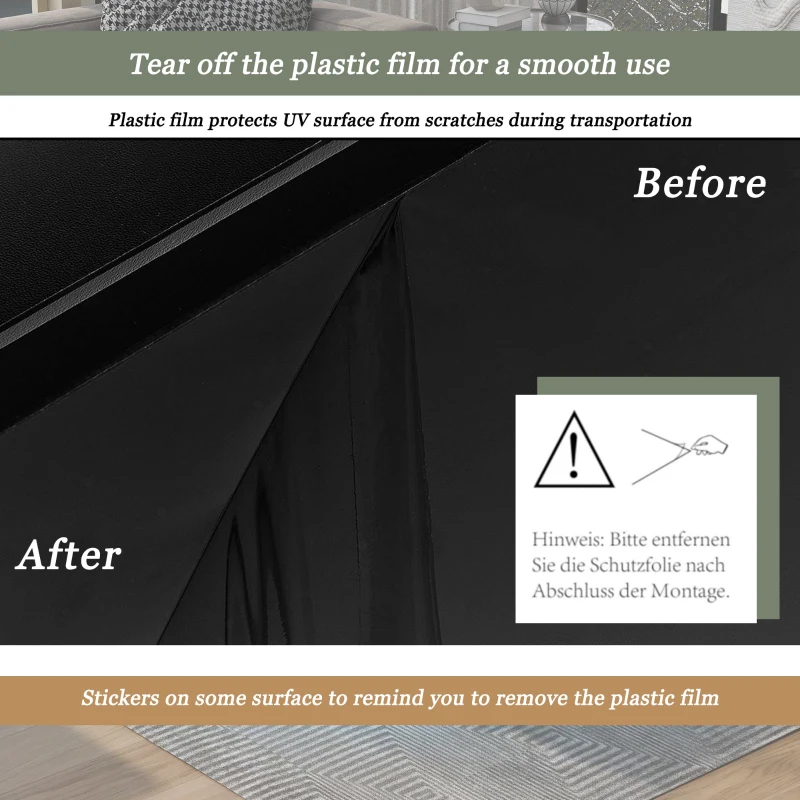 Stylish High Gloss Coffee Table with Rotating Top, 16-Colour LED Light, Rectangular Occasional Table with Lift Top, 70x70x36 cm, Black