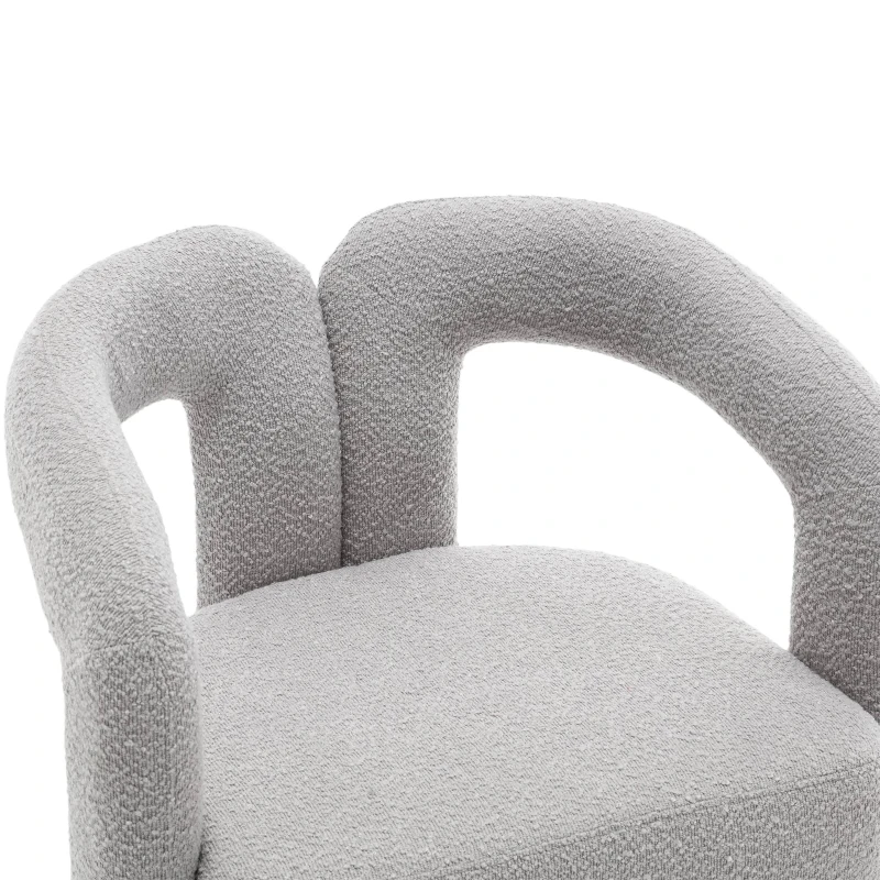 Fauteuil de Bureau Pivotant Rembourré en Tissu Bouclé, Design en Forme de Botte pour Salon et Bureau, Supportant 150 kg, Gris clair