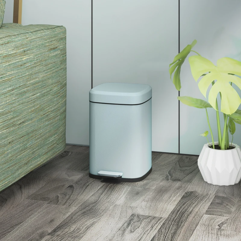 HOMCOM 12L Modern Boxy Metal Home Kitchen Bin - Light Green