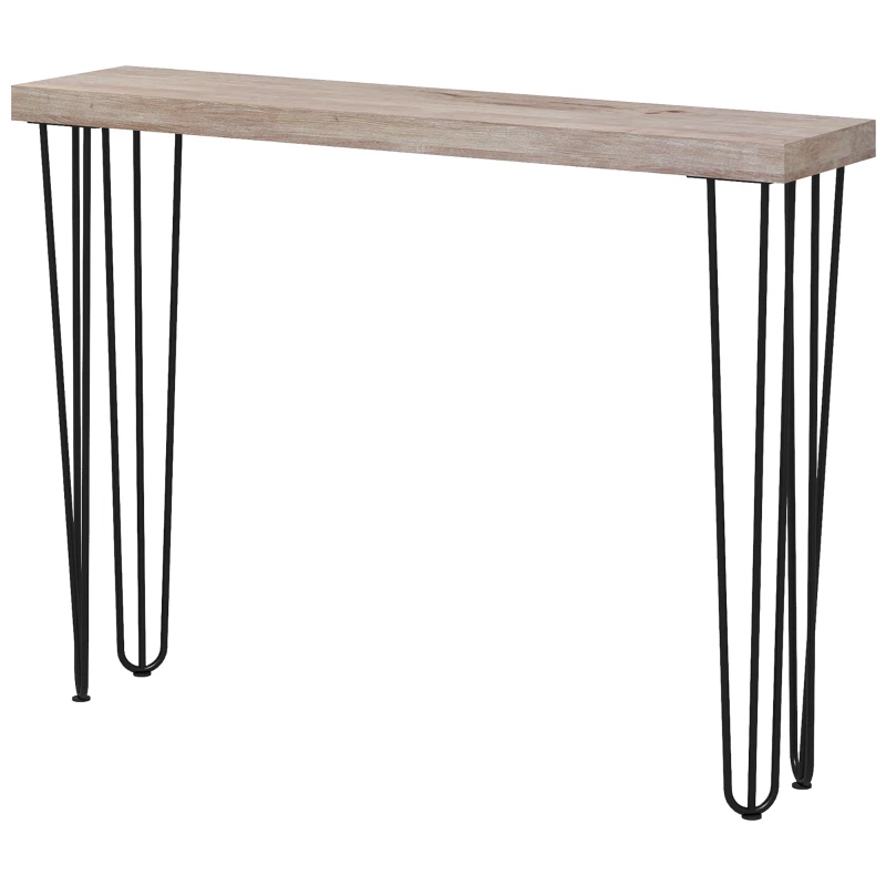 HOMCOM Mesa Consola Moderna Mesa de Entrada com Patas de Aço Anti-Tombo Móvel de Entrada 110x25x79,5 cm Madeira