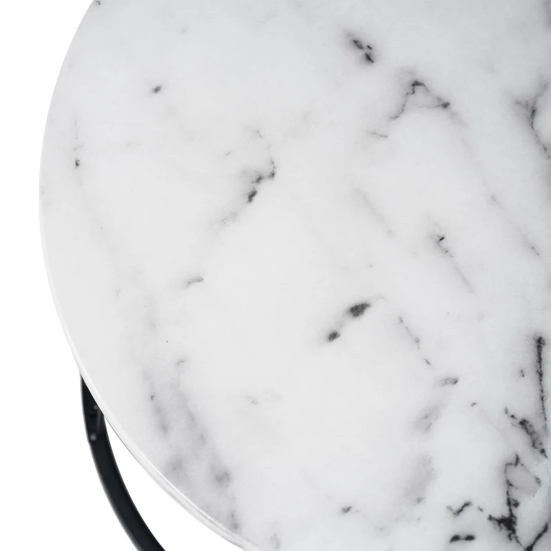 Nesting Coffee Tables with Marble Top, Metal Frame, Sofa Side Tables for Bedroom, Living Room, 70x70x45.5 cm and 44.5x44.5x38 cm, Black