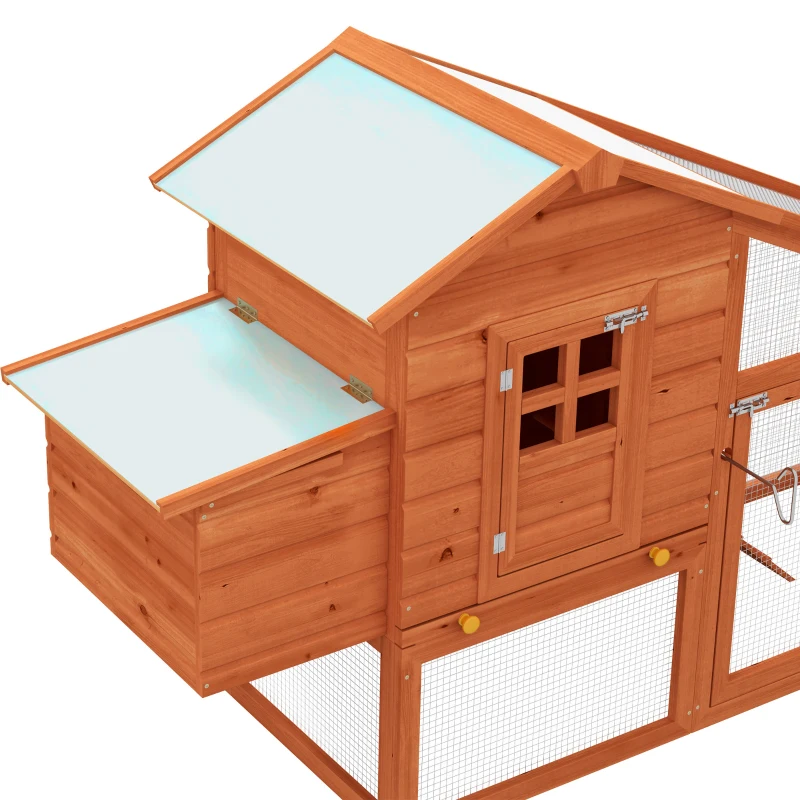 PawHut Gallinero Corral de Madera para Exteriores Jaula para Gallinas Pollos con Bandeja Extraíble Caja de Huevo Resistente al Agua 190x66x116 cm