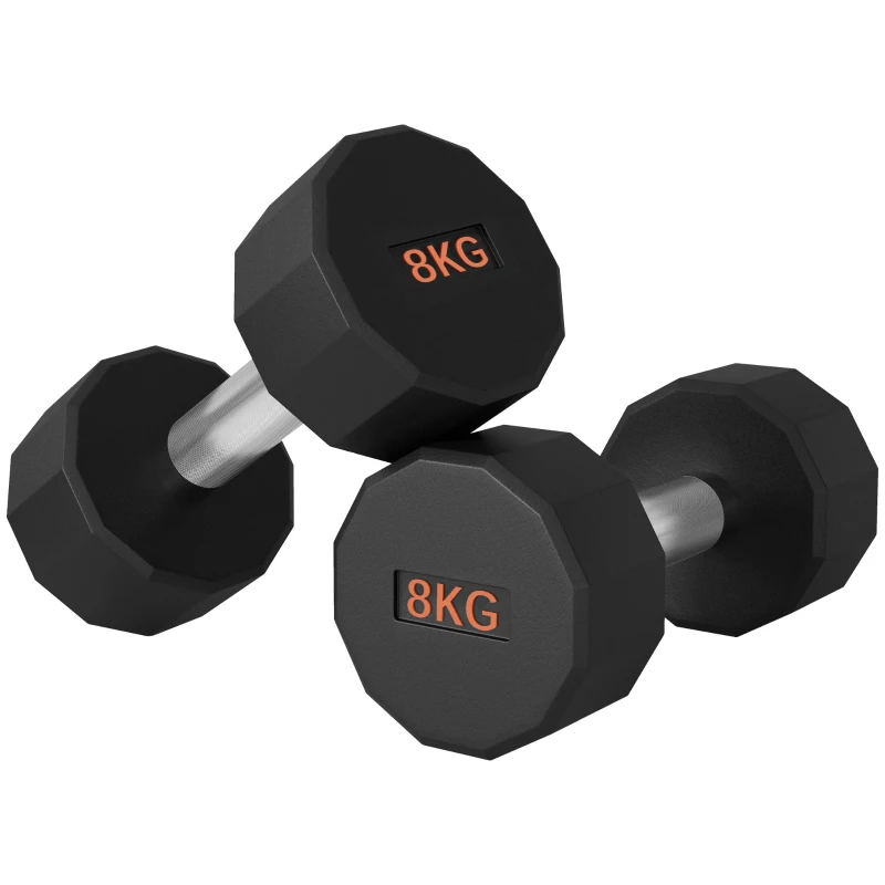 SPORTNOW 2 x 8kg Dumbbells Weights Set with 12-Sided Shape and Non-Slip Grip for Men Women Home Gym Workout