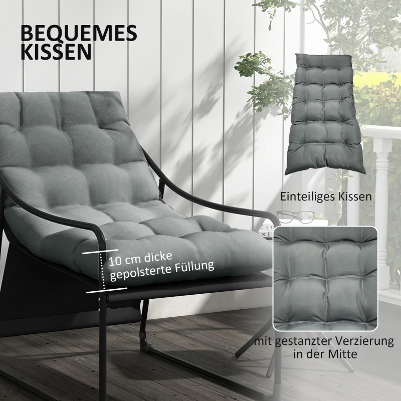 Outsunny Outdoor Lounge, Dikke Kussens, Roestvrij Stalen Frame, 62B x 110D x 88H cm, Grijs/Zwart