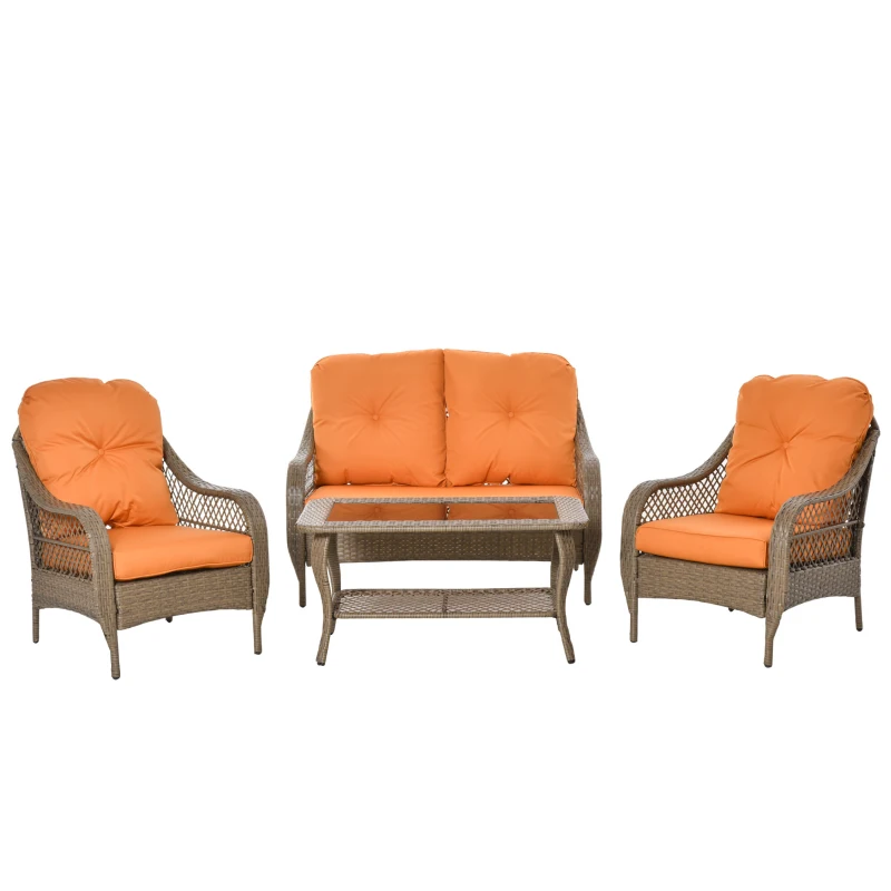 Outsunny Set Mobilier de Gradina in Ratan PE 2 fotolii Canpea cu 2 locuri si masa