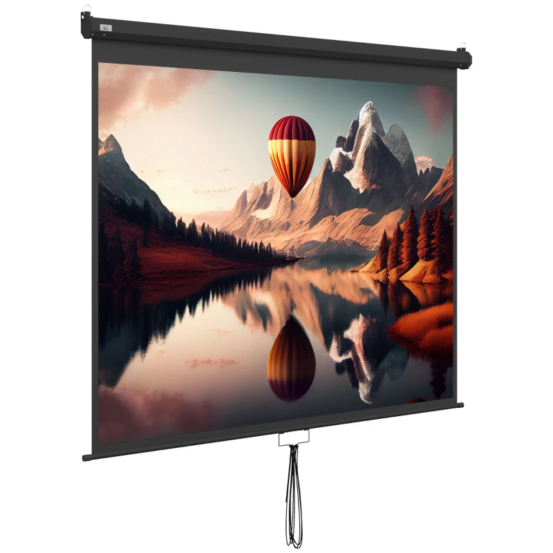 HOMCOM Ecran de Proiecție 100 Inch Reglabil, cu Montare pe Tavan și Perete, Pânză pentru Proiector, 203x152 cm, Negru