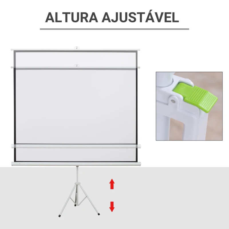 HOMCOM Ecrã de Projeção Manual com Suporte 100 Polegadas Formato 4:3 para Interior e Exterior 203x152 cm Branco
