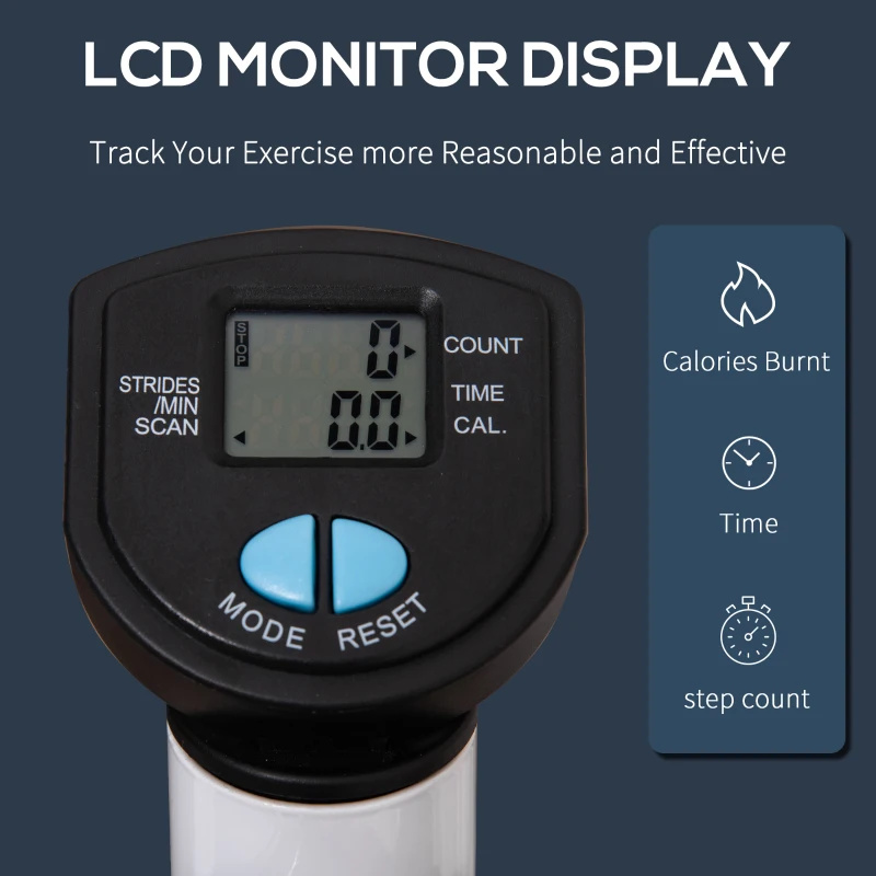 HOMCOM Stepper cu Mâner și Monitor LCD, Stepper pentru Fitness Acasă cu Pedale Antiderapante, 55x44x108 cm, Alb