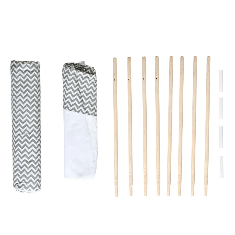 HOMCOM Tenda Tipi para Crianças acima de 3 Anos Tenda Infantil de Madeira Portátil com Janela Almofada e Bolsa de Transporte para Interiores e Exteriores 120x120x155cm Cinza