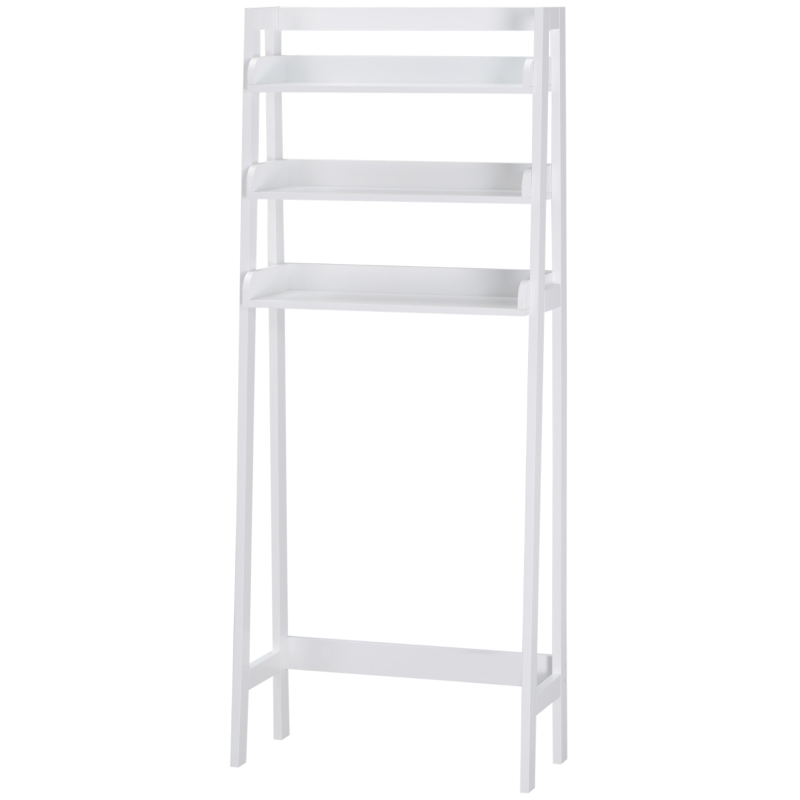 kleankin Prateleiras sobre Sanita Prateleiras de Armazenamento para Casa de Banho Lavanderia Anti-Tombo 63,5x28x156,2cm Branco