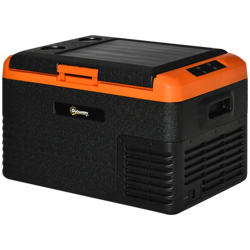 Outsunny Geleira Portátil Elétrica 30L Geleira de Carro 12V/24V até -20°C com Ecrã LED Tátil 58,7x36,5x36,8 cm Preto