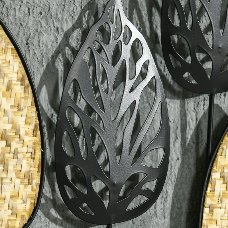 HOMCOM Decoração de Parede de Metal 3D Folhas de Abeto Arte de Parede Suspensa 40x60cm Preto e Amarelo
