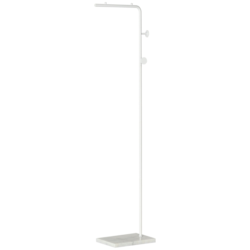 HOMCOM Cabide de Pé Elegante com 2 Ganchos Redondos Suspensos e Base de Mármore 35x25x170cm Branco