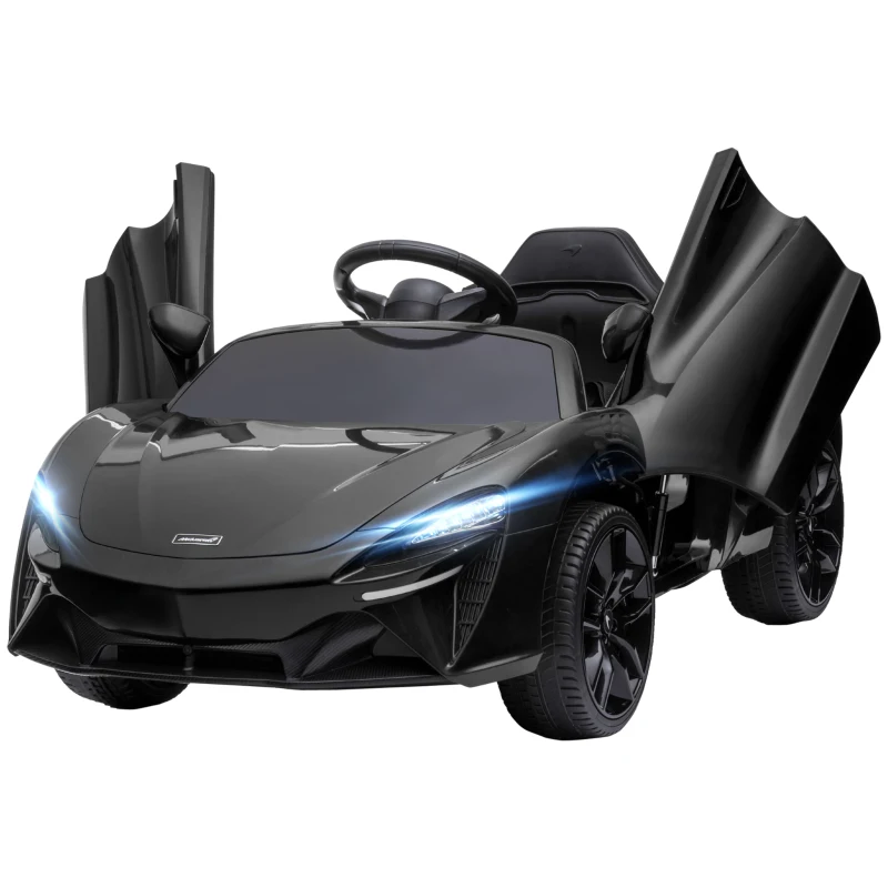 HOMCOM Carro Elétrico 12V Mclaren com Controlo Remoto Música Buzina Faróis Entrada para MP3 USB e Velocidade 2-5 km/h 126x65x52 cm Preto