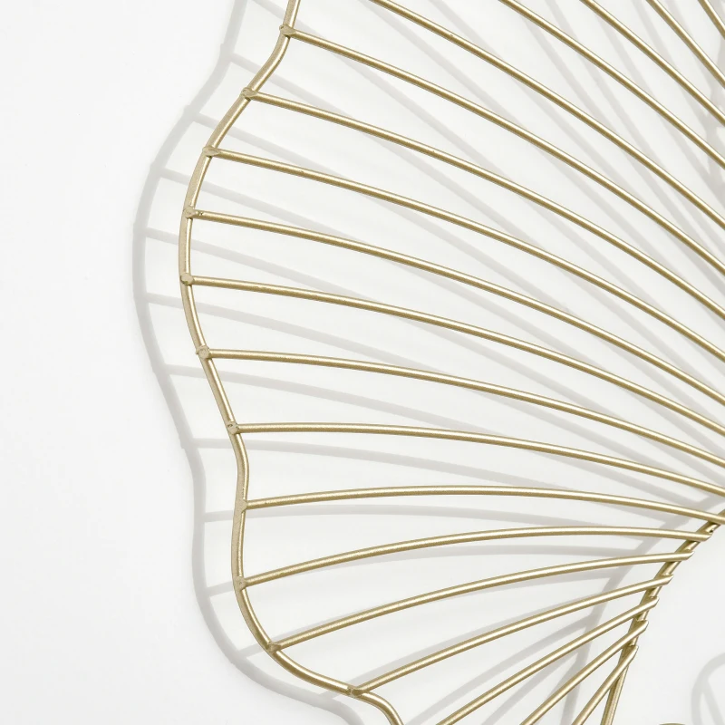 HOMCOM Decoração de Parede de Metal Folhas de Ginkgo 3D Arte de Parede Suspensa  51x94,5cm Dourado