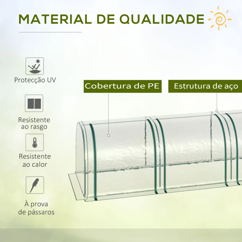 Outsunny Estufa para Jardim Estufa Pequena para Cultivo de Plantas com 3 Janelas 295x100x80 cm 3 Transparente e Verde