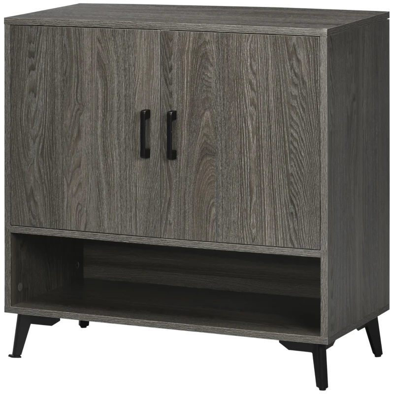 HOMCOM Aparador de Sala de Estar Móvel Sapateiro Estreito com 2 Portas e Prateleira de Armazenamento 76x34x76,5cm Cinza Escuro