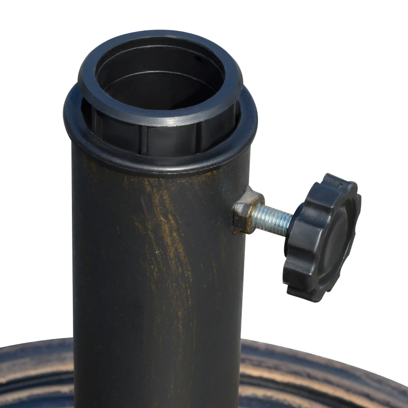 Outsunny Base Chapéu de Sol de Jardim Suporte para Chapéu de Sol Redondo para Mastros de 38mm/48mm Resina e Aço para Terraço Pátio Exterior Ø45x33cm Bronze