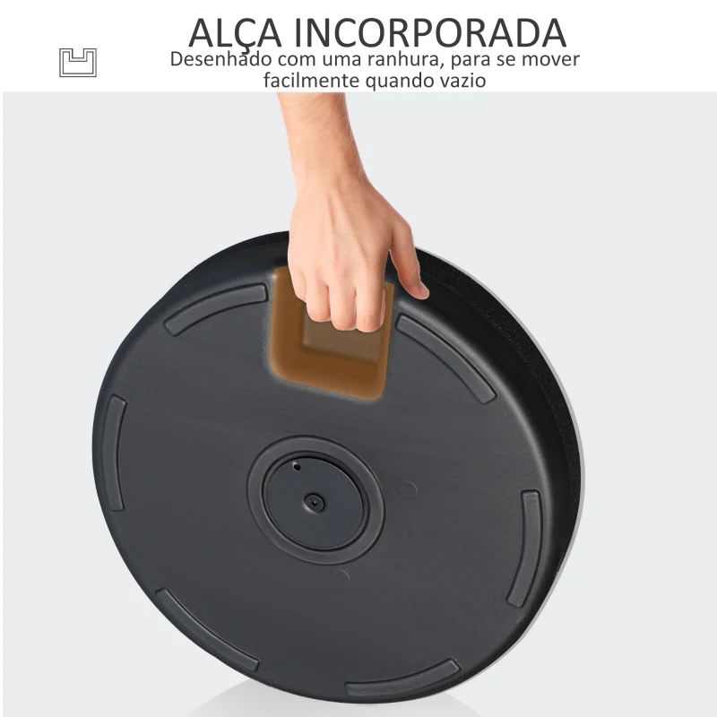 Outsunny Base de Chapéu de Sol de Jardim Recarregável de Água 22kg Suporte de Chapéu de Sol Redondo para Mastros de 38mm/48mm Portátil para Terraço Pátio Ø51x28cm Preto