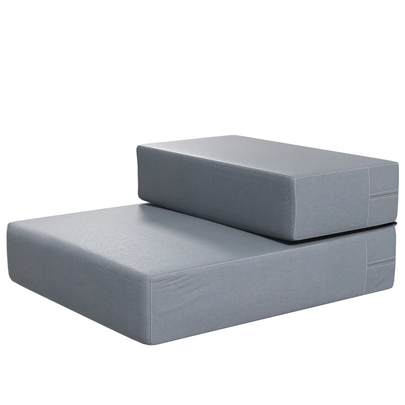 PawHut Escada para Animais de Estimação de 2 Degraus 2 em 1 Cama para Cães Gatos Estofada em PU Removível e Lavável com Zíper 45x39x20cm Cinza