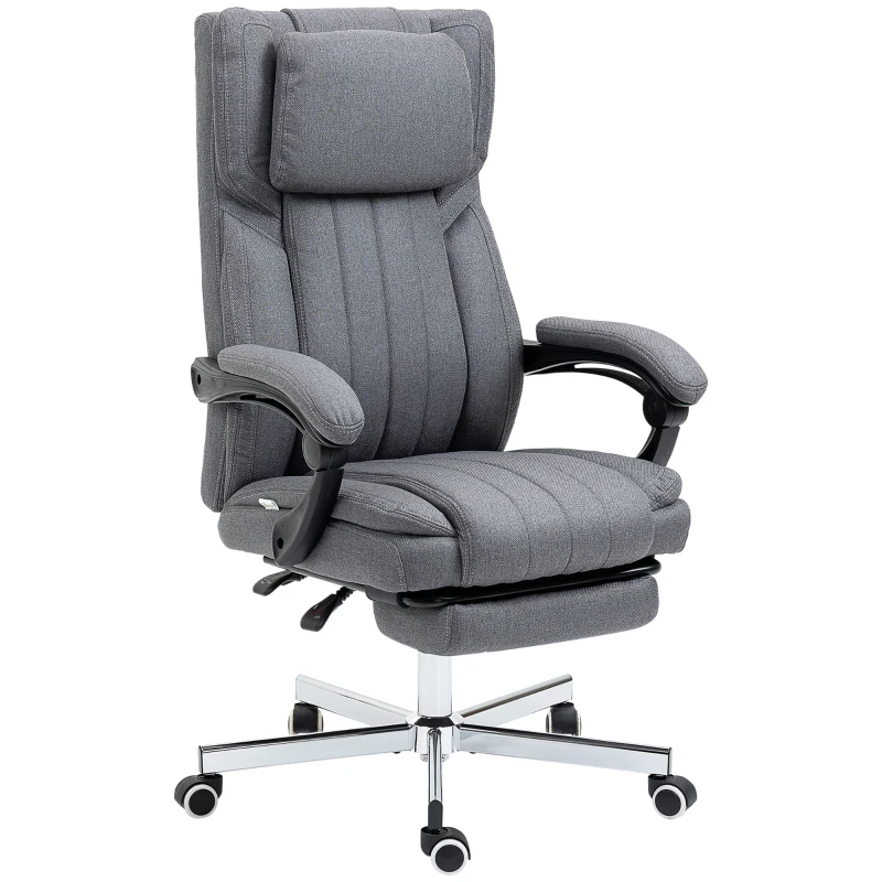 Vinsetto Cadeira de Escritório com 6 Pontos de Massagem com Vibração Reclinável com Altura Ajustável 65x61x101-113 cm Cinza