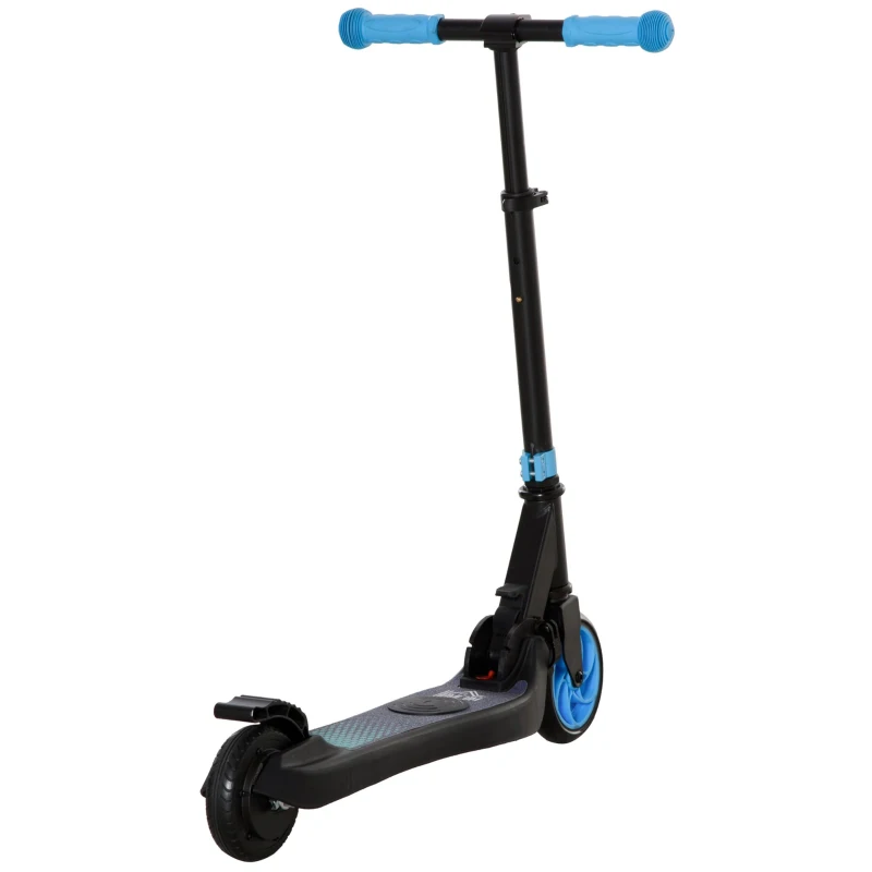 HOMCOM Trotinete Elétrica para Crianças acima de 6 Anos Trotinete Elétrica Dobrável com Altura Ajustável Bateria 24V Velocidade Máxima 8km/h Carga Máxima 50kg 71x36,5x75-80cm Azul